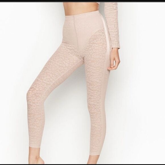 Victoria’s Secret high rise leopard leggings performance sheer NWT pink - Picture 1 of 9